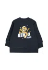 Kenzo Blue Sweatshirt For Baby Boy With Tiger In Blue
