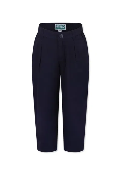 Kenzo Kids' Blue Trousers For Boy With Logo