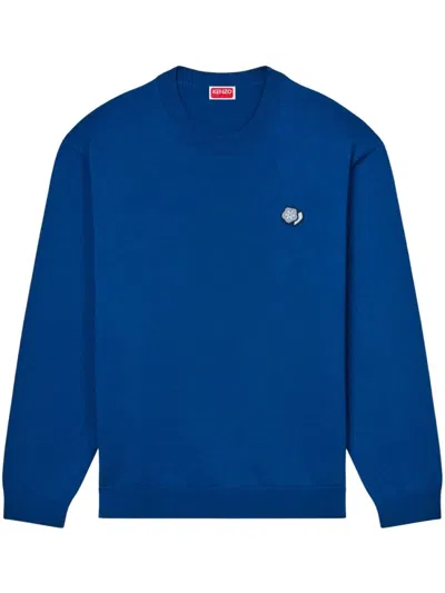 KENZO BLUE WOOL CREWNECK SWEATER
