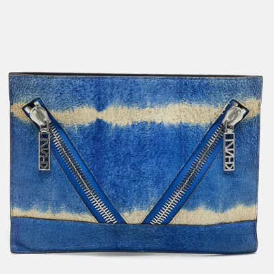 Pre-owned Kenzo Blue/black Leather And Coated Suede Kalifornia Clutch