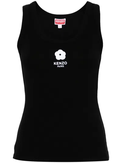 Kenzo Boke Ribbed Cotton Jersey Tank Top In Black