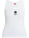 Kenzo Ribbed Knit Tank Top With Spaghetti Straps In White