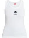 Kenzo Ribbed Knit Tank Top With Spaghetti Straps In White