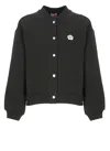 Kenzo Felpa Nera Con Logo Con Bottoni In Black