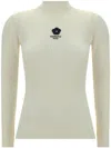 Kenzo Ribbed Logo Patch Mock Neck Sweater In White