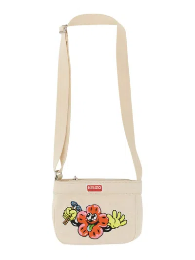 Kenzo Boke Bag With Print In Ecru