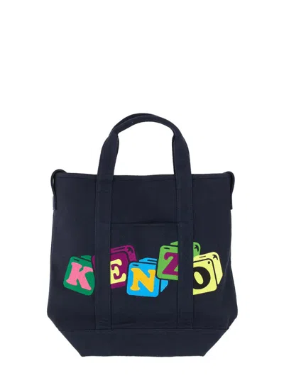 Kenzo Boke Blocks Tote Bag In Blue