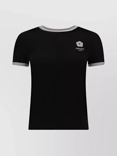 Kenzo Boke Cotton T-shirt Monochrome Trim In Black