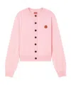 Kenzo Boke Crest Crew Long-sleeved Woolen Cardigan In Pink