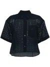 Kenzo Boke Devore Cropped Shirt In Blue