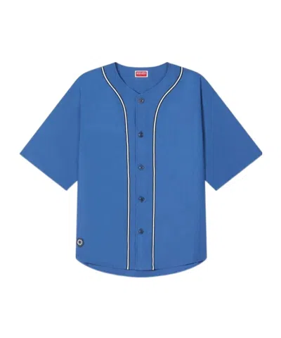 Kenzo Buttoned Short-sleeve Shirt In Blue