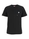 Kenzo 'boke Flower 2,0' Black Crewneck T-shirt With Logo Patch On The Front And Logo Lettering On The Rear In Black
