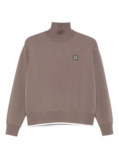 Kenzo Boke Flower 2.0 Embroidered High-neck Sweater In Brown