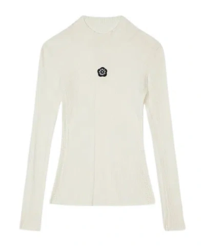 KENZO 'BOKE FLOWER 2.0' EMBROIDERED LONG SLEEVE RIB TOP