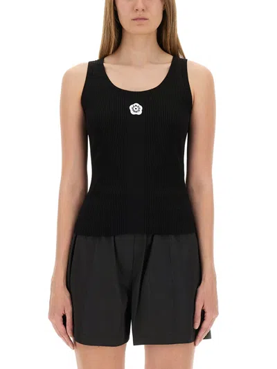 Kenzo 'boke Flower 2.0' Embroidered Tank Top In Mixed Viscose In Black