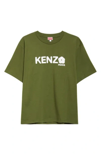 Kenzo Boke Flower 2.0 Oversize Cotton Logo Graphic T-shirt In Khaki