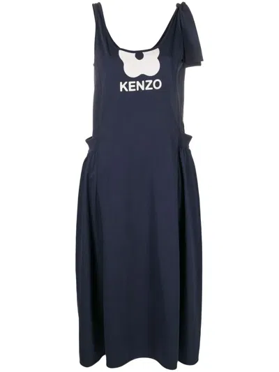 Kenzo Logo-print Midi Dress In Blue