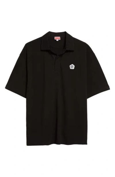 Kenzo Boke Flower 2.0 Relaxed Fit Cotton Piqué Polo In Black