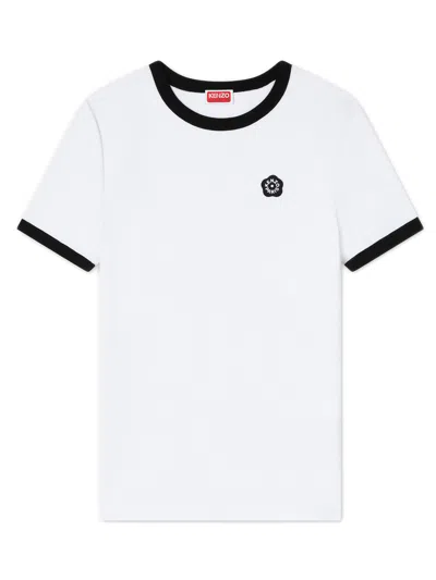 Kenzo Boke Flower 2.0 Ribbed Fitted T-shirt - Size S In Bianco