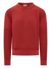 Kenzo Textured Knit Crewneck Sweater With Ribbed Cuffs In Red