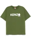 Kenzo Green T-shirt In Cotton With White Logo Printed In 绿色