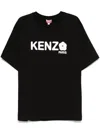 Kenzo Black T-shirt In Cotton With White Logo Printed In Black