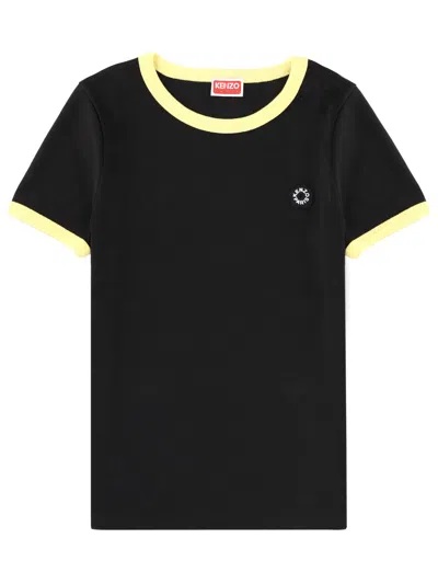 Kenzo Short Sleeve Top Contrast Trim Detail In Black