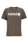 Kenzo Taupe Grey T-shirt With White Print. In Brown