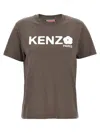 Kenzo Taupe Grey T-shirt With White Print. In Gray