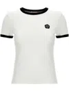Kenzo White Crewneck T-shirt With Logo Patch On The Front And Contrasting Details In White