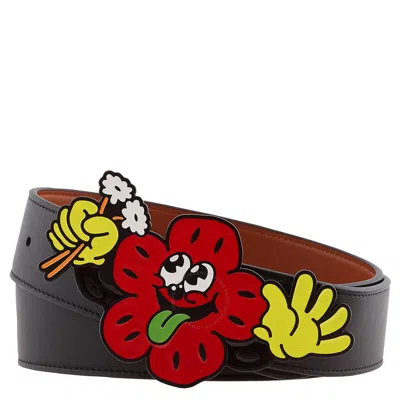 Kenzo Boke Flower Adjustable Leather Belt In Black