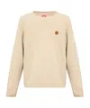 Kenzo Boke Flower-appliqué Wool Jumper In Nude