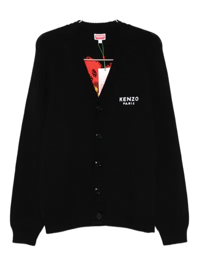 Kenzo Boke-flower Button-up Cardigan In Black