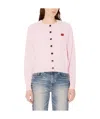 Kenzo Boke Flower Buttoned Long-sleeved Cardigan In Pink