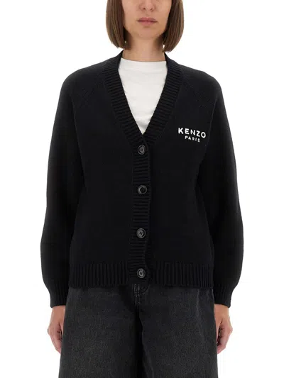 Kenzo "boke Flower" Cardigan In Blue