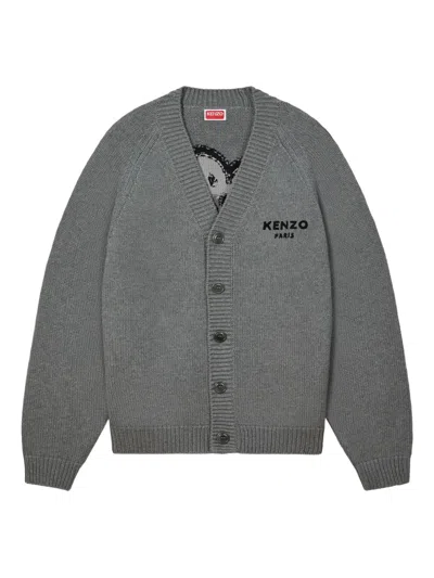 Kenzo Boke Flower Cardigan In Gray