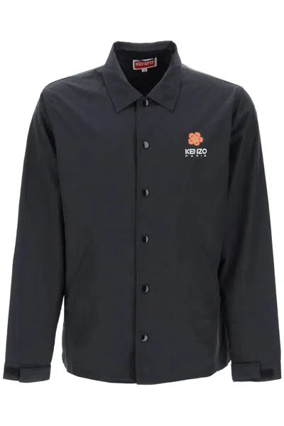 Kenzo Flower Print Coach Jacket For Men In Black