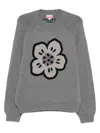 Kenzo Men Crew Neck Sweater In Cotton And Wool In Gray