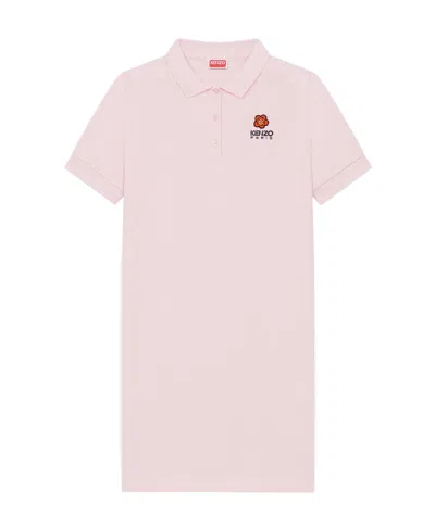 Kenzo Boke Flower Cotton Polo Dress In Pink
