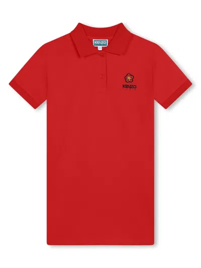 Kenzo Kids' Boke Flower Cotton Polo Dress In Red