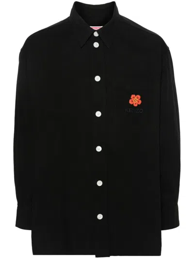 Kenzo Oversized Boke Flower Crest Shirt In Black