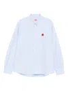 Kenzo Collared Shirt With Long Sleeves And Buttoned Cuffs In Blue