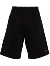 Kenzo Bermuda Cotton Elastic Waistband Shorts In Black