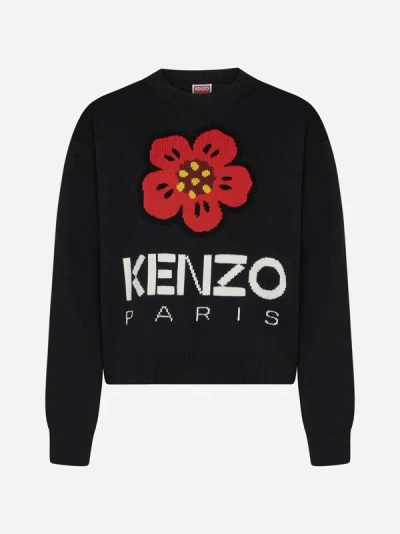 Kenzo Black Wool Boke Flower Jumper