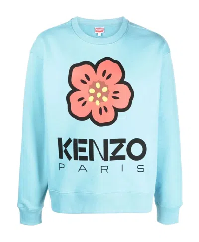 Kenzo Boke Flower Cotton Sweatshirt In Blue
