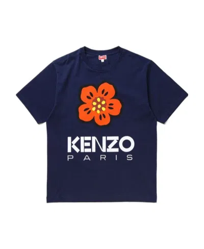 Kenzo Boke Flower Cotton T-shirt In Blue