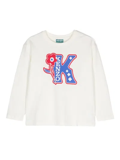 Kenzo Kids' Boke Flower Cotton T-shirt In Neutrals