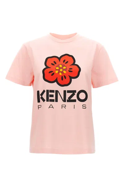 Kenzo Logo Printed Crewneck T-shirt In Pink