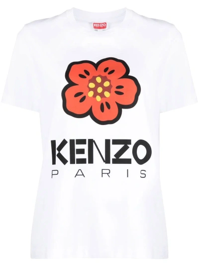Kenzo Boke Flower Loose Cotton T-shirt In White