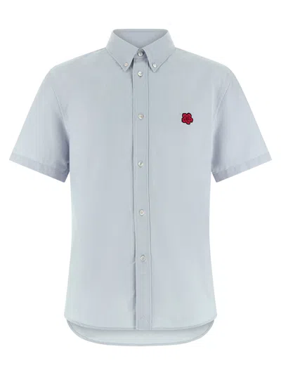 Kenzo Boke Flower Crest Oxford Shirt In Blue